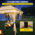 Outdoor Canopy Gazebo 11x11ft Portable Tent Brown w/Sandbags