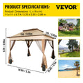 Outdoor Canopy Gazebo 11x11ft Portable Tent Brown w/Sandbags