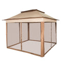 Outdoor Canopy Gazebo 11x11ft Portable Tent Brown w/Sandbags