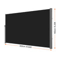 Retractable Side Awning, 160X300cm Aluminum Outdoor Privacy Screen, 280g Polyester Water-proof Retractable Patio Screen, UV 30+ Room Divider Wind Screen for Patio, Backyard, Balcony, Black