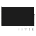 Retractable Side Awning, 160X300cm Aluminum Outdoor Privacy Screen, 280g Polyester Water-proof Retractable Patio Screen, UV 30+ Room Divider Wind Screen for Patio, Backyard, Balcony, Black