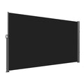 Retractable Side Awning, 160X300cm Aluminum Outdoor Privacy Screen, 280g Polyester Water-proof Retractable Patio Screen, UV 30+ Room Divider Wind Screen for Patio, Backyard, Balcony, Black