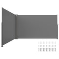 Retractable Side Awning 160x600cm Grey Polyester UV 30+ Patio