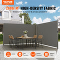 Retractable Side Awning 160x600cm Grey Polyester UV 30+ Patio