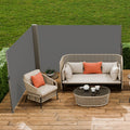 Retractable Side Awning 160x600cm Grey Polyester UV 30+ Patio