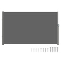 Retractable Side Awning 180x300cm Aluminum Grey Outdoor Privacy Screen