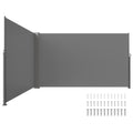 Retractable Side Awning 180x600cm Grey Polyester Patio Screen UV30+