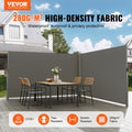 Retractable Side Awning 180x600cm Grey Polyester Patio Screen UV30+