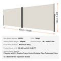 Artiss Retractable Side Awning 180x600cm Beige Outdoor Privacy Screen