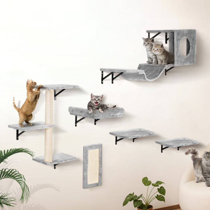 VEVOR Cat Wall Shelves Set of 6 with Hammock Jumping Boards 40kg