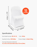 Stretch Spandex Chair Cover 12pc White Folding Universal Fitted