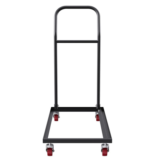 Folding Chair Dolly, Iron Commercial Cart with 12 Chairs Capacity, Folding Chairs Rack Trolley with 4 Casters, Storage Transport Dolly for Flat Stacking Plastic Resin and Wood Chairs, Black