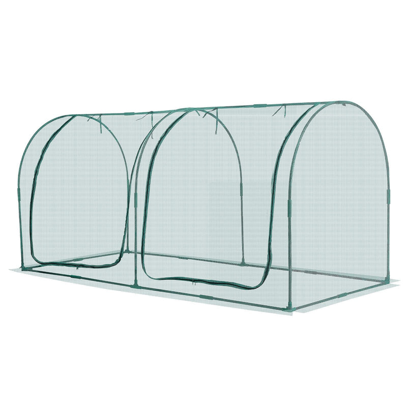 Crop Cage, 2.48 x 1.2 x 1.2 m Plant Protection Tent with Zippered Door, Wind-Resistant Tall Crop Cage, Easy to Install, Outdoor Raised Bed Cover with Frame, Plant Netting for Garden Patio Lawn