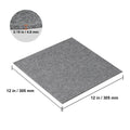 Carpet Tiles Peel and Stick, Squares Self Adhesive Carpet Floor Tile, Soft Padded Carpet Tiles, Easy Install DIY for Bedroom Living Room Indoor Outdoor (12 Tiles, Light Gray)