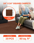 Carpet Tiles 610x610mm 20pc Self Adhesive Dark Brown Peel Stick