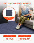Carpet Tiles 610x610mm 15 Pack Self Adhesive Grey Peel Stick