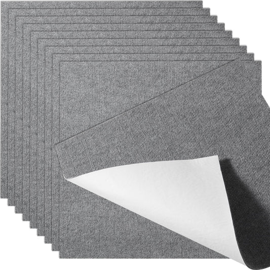 Carpet Tiles Self Adhesive 30x30cm Light Gray 9 Pack DIY