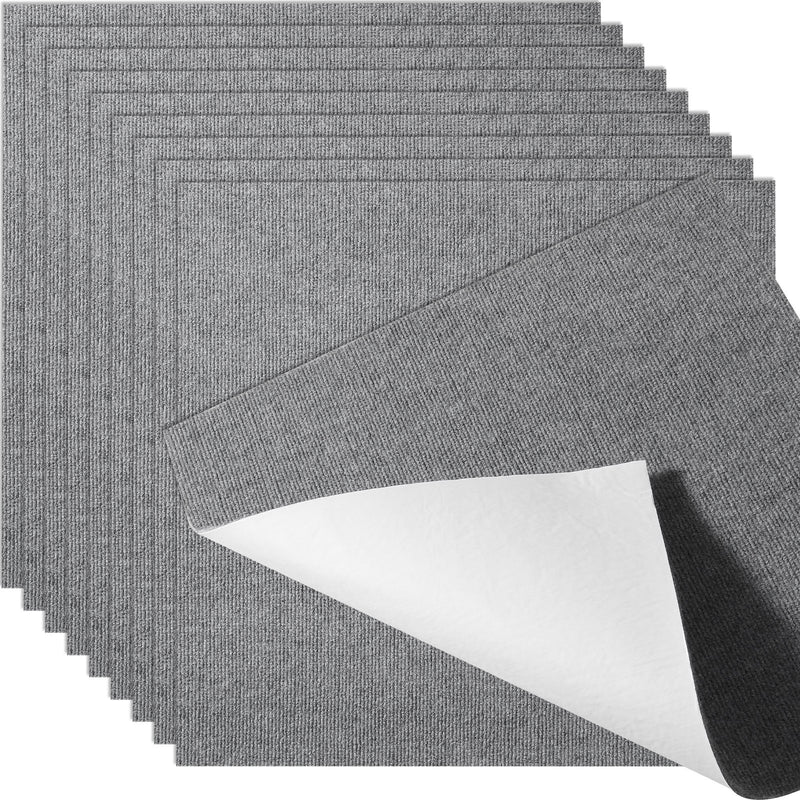 Carpet Tiles Self Adhesive 30x30cm Light Gray 9 Pack DIY