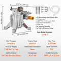 Pressure Washer Pump 22mm Shaft 3400 PSI 2.5 GPM Replacement
