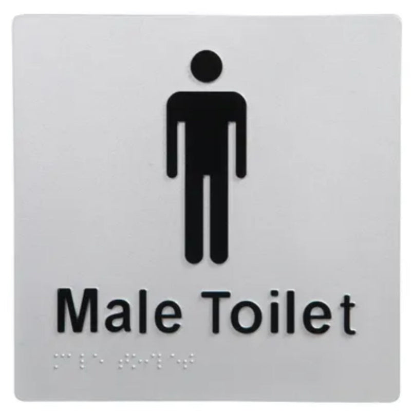 Dolphy Male Toilet Braille Sign Silver Black