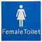 Dolphy Female Toilet Braille Sign Blue White 80x240mm