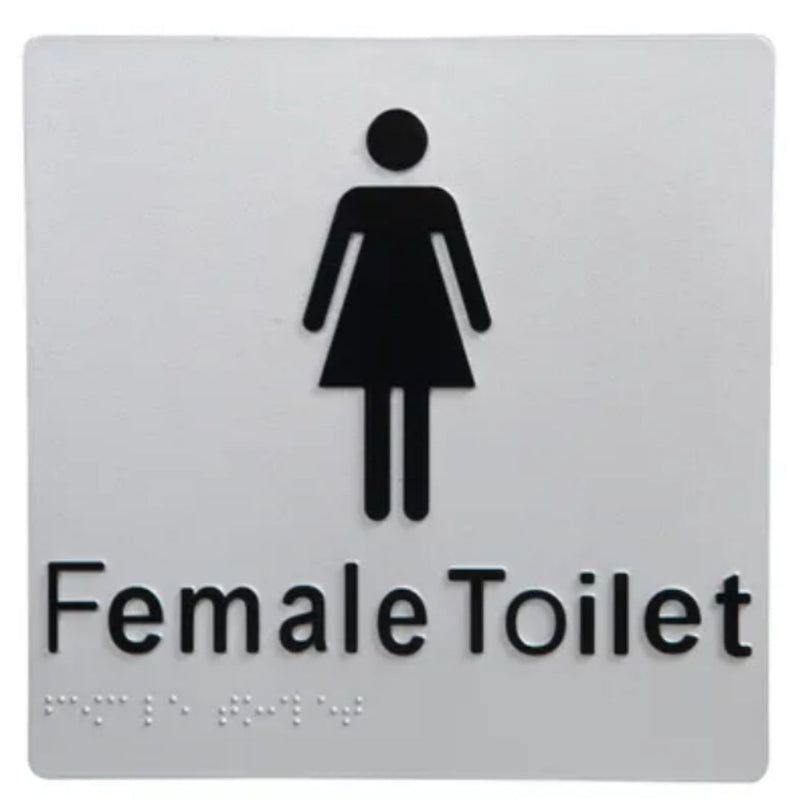 Dolphy Braille Toilet Sign Female Silver/Black