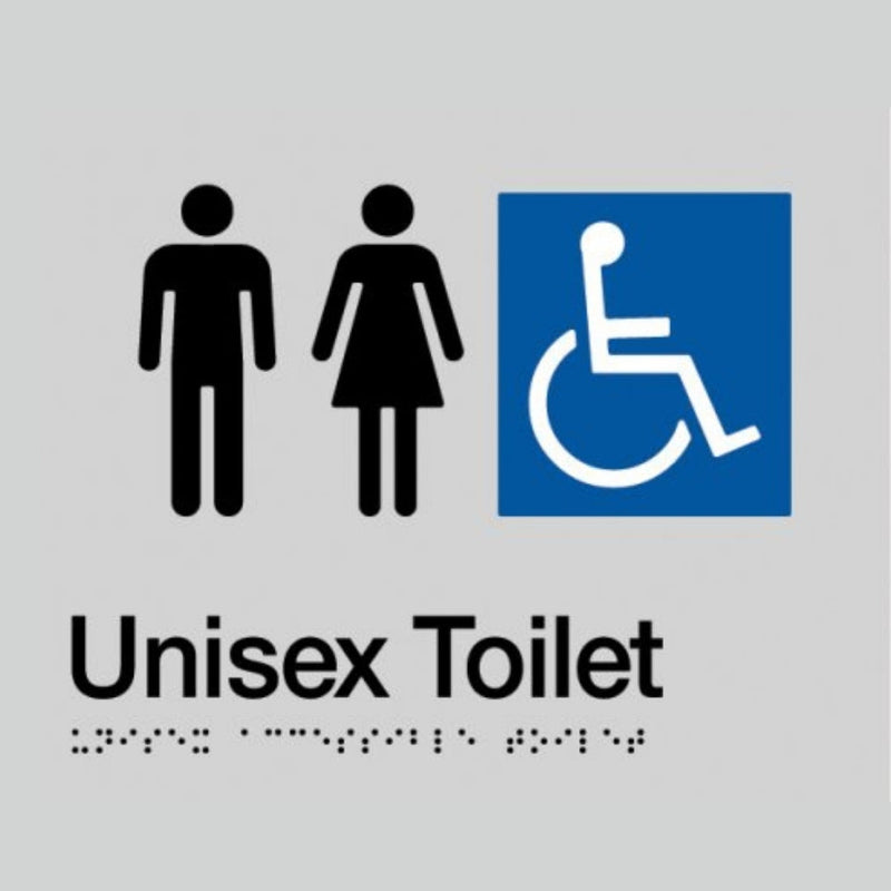 Dolphy Braille Toilet Sign Unisex Silver/Black 150x150mm
