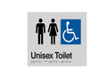 Dolphy Braille Toilet Sign Unisex Silver/Black 150x150mm