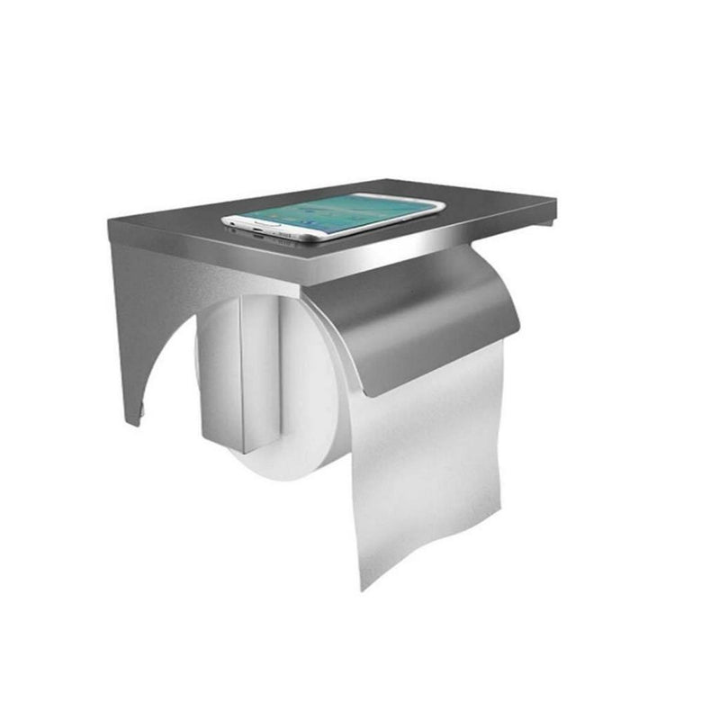 Dolphy Stainless Steel Toilet Roll Holder With Shelf