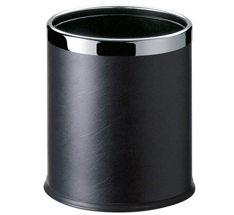 Dolphy Round Leatherette Black Waste Bin