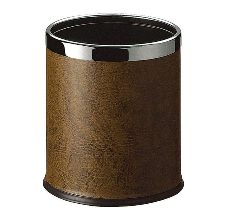 Dolphy Round Leatherette Brown Room Bin 40L Storage Basket