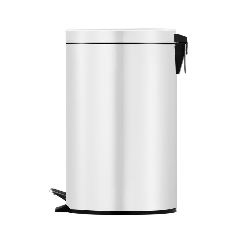 Dolphy Stainless Steel Pedal Bin 5L White Round Foot Operated Waste