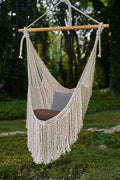 Fringed Cotton Rope Mexican Hammock Swing Ivory