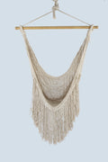 Fringed Cotton Rope Mexican Hammock Swing Ivory