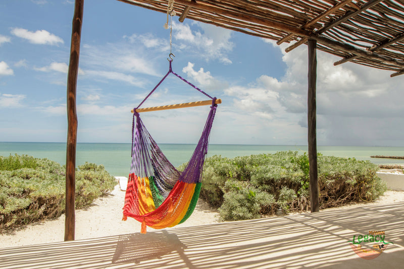 Mayan Legacy Cotton Hammock Chair Rainbow Extra Large Outdoor