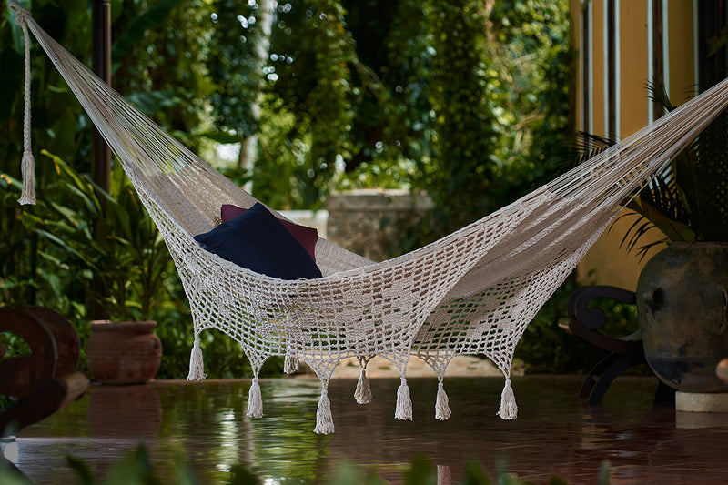 Mayan Legacy King Hammock Cotton Marble Hand Crocheted Tassels