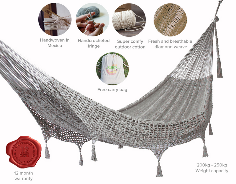 Mayan Legacy Hammock King Size Cotton Hand Crocheted Tassels