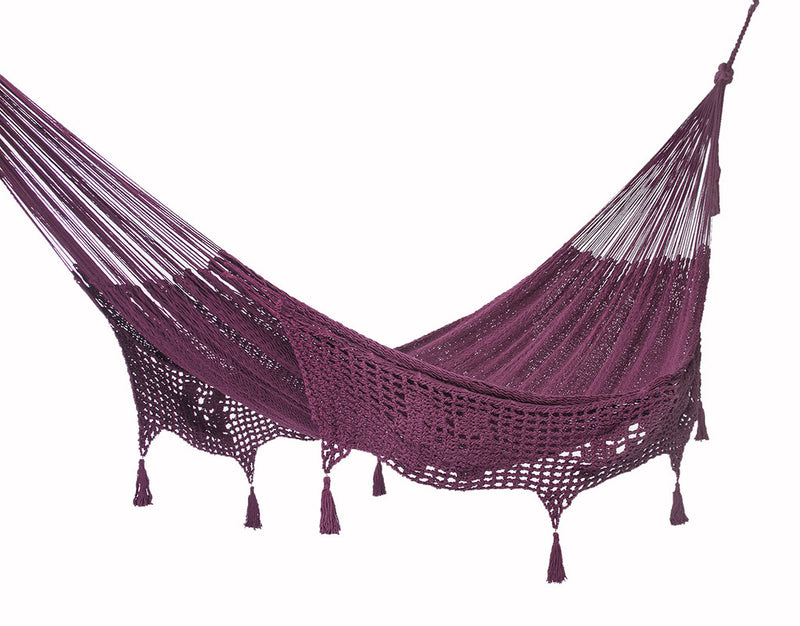 Mayan Legacy King Hammock Cotton Maroon Hand Crocheted