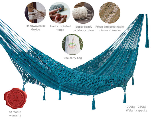 Mayan Legacy Hammock Queen Cotton Hand Crocheted Tassels Outdoor