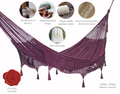 Mayan Legacy Hammock Queen Maroon Cotton Hand Crocheted Tassel