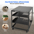 Alston 12U Open Frame Server Rack Hifi Device Rack with Vented Shelves Heavy Duty 4-Post AV/IT Network Rack Free Standing with Lockable Casters