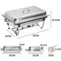 Alston 9L 4.5x2 Bain Marie Bow Food Buffet Warmer Pan Chafing Dish Stainless Steel Catering Warmer Set with Trays Lid Fuel Holder Party Banquet Dining