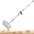 Beach Rake Stainless Steel Sand Flea Rake 140cm Long Detachable Handle and Shark Tooth Wide Sifter for Easy Sand Flea Removal with Bonus Basket and Tools