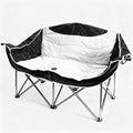 Double Camping Chairs Outdoor Lawn Camping Couch Heavy Duty Folding Chairs Strong Loading Capacity Metal Frame Oxford Fabric with Armrests and Cup Holders