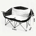 Double Camping Chairs Outdoor Lawn Camping Couch Heavy Duty Folding Chairs Strong Loading Capacity Metal Frame Oxford Fabric with Armrests and Cup Holders
