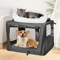 Foldable Dog Carrier Large Pet Travel Bag Portable and Breathable Car Travel Transport Kennel 72x52x52cm Load Up to 27kg with Steel Frame and Pocket Black