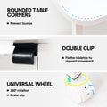 Compat Foldable Desk Rolling Study Desk Small Computer Desk with Wheels and Storage Shelf for Small Spaces Study Home Office Dorm Easy Assembly White