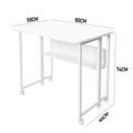 Compat Foldable Desk Rolling Study Desk Small Computer Desk with Wheels and Storage Shelf for Small Spaces Study Home Office Dorm Easy Assembly White