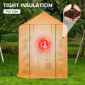 Greenhouse Walk-In Tunnel 3 Tier Planting Shelves 143x143x195cm Strong Stability with PE Cover Roll-up Zipper Door and Window for Outdoor Vegetable Plants