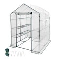 Greenhouse Walk-In Tunnel 3 Tier Planting Shelves 143x143x195cm Strong Stability with PE Cover Roll-up Zipper Door and Window for Outdoor Vegetable Plants